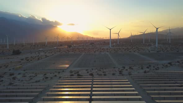 Renewable Energy Is The Future   Wind Turbines And Solar Panels Near Palm Springs