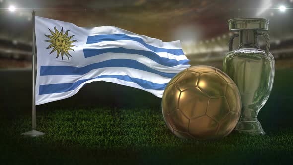 Uruguay Flag with Football And Cup Background Loop alt