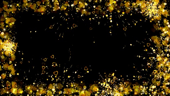 Frame Gold Particles Hearts