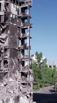 Vertical Video of War in Ukraine  Destroyed House alt