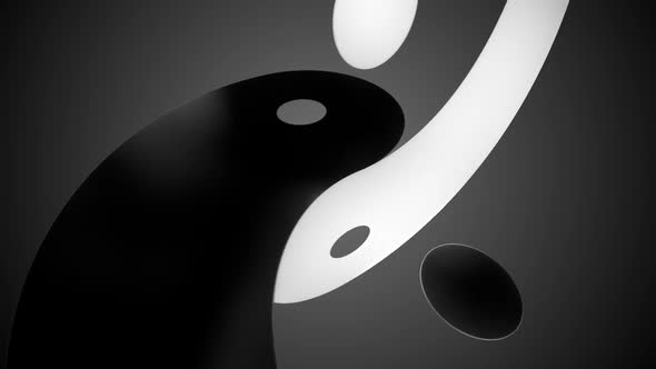 Rotating around black and white sheets forming the Yin-yang symbol. Loopable. HD alt