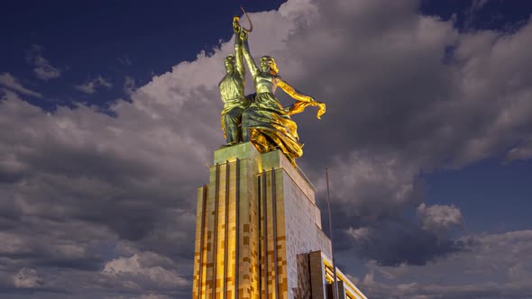 monument Rabochiy i Kolkhoznitsa, sculptor Vera Mukhina, Moscow, Russia. Made of in 1937