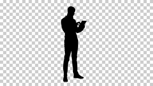 Silhouette  man using , Alpha Channel alt