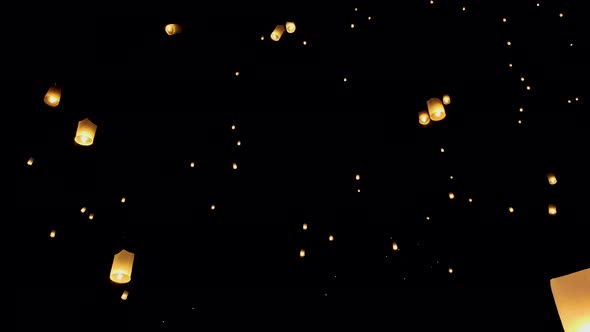 Chiang Mai Thailand White Lantern in the Sky for the Loi Krathong or Yee Peng Festival alt
