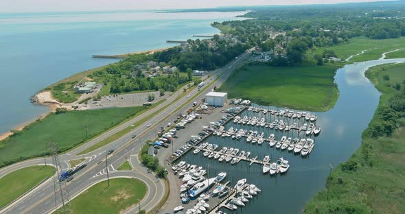 Panorama View the Little Port Dock for Boats on Ocean Marina alt