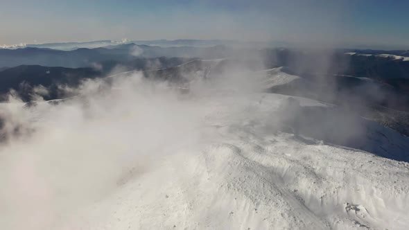 Beautiful Winter Aerial Flight Over Mountain Chain Landscape Swiss Alps Adventure Hiking Trekking