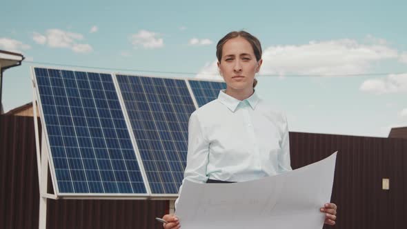 Portrait of Female Solar Panel Engineer, Stock Footage | VideoHive