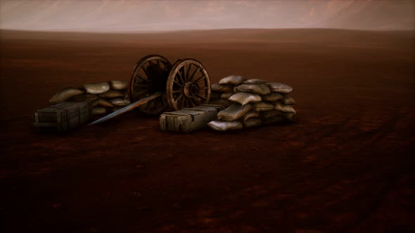 Gun Behind Sandbags During the U.S. Civil War alt