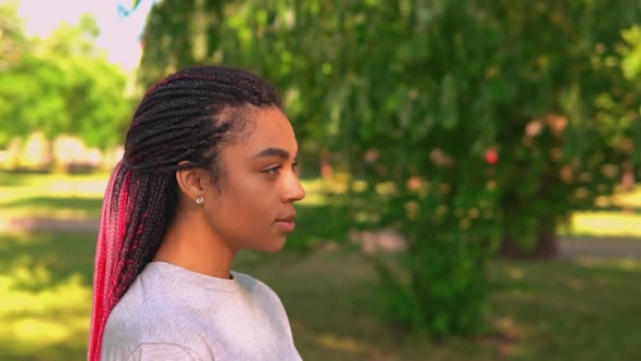 Portrait Young African American Woman Posing Outdoors alt
