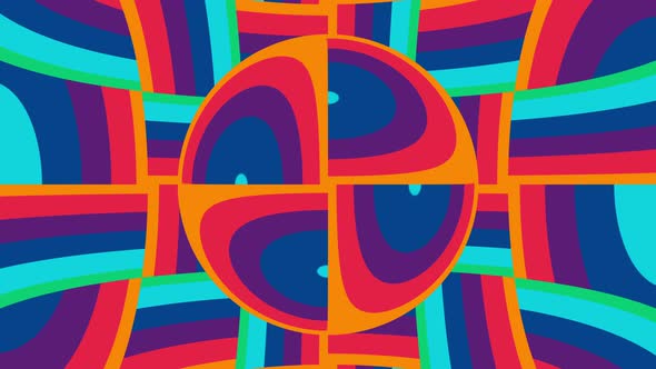 Rainbow mosaic with distorted multicolor stripes. Seamless loop animation with rainbow lines alt