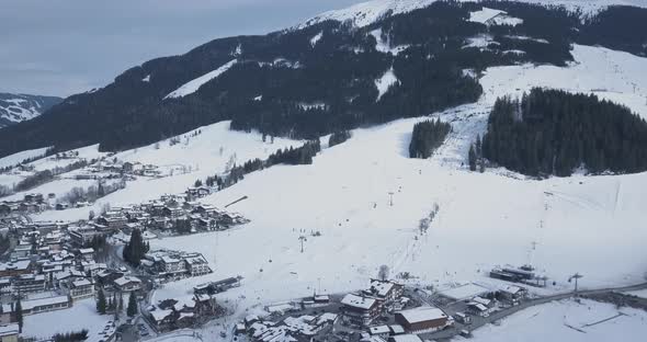 Alps Ski Resort Village. Aerial View. alt