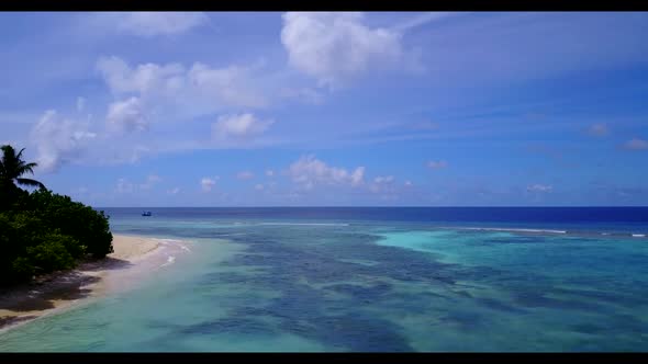 Aerial scenery of marine seashore beach lifestyle by blue sea and white sand background of adventure alt