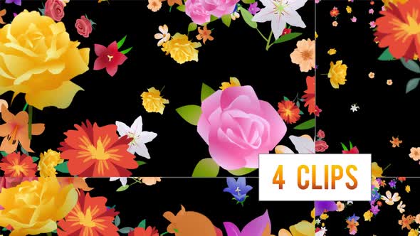 Falling Flowers with Transparent Background - 4 Clips