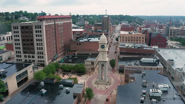 City Center Column Clock Tower Midwestern Dubuque Iowa Downtown