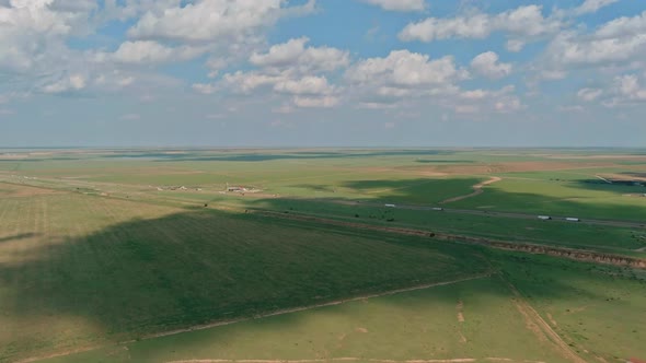 Aerial Panoramic View 40 Interstate Highway with Near Adrian Texas USA alt