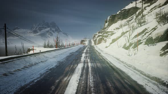 Winter Road on Lofoten Islands alt