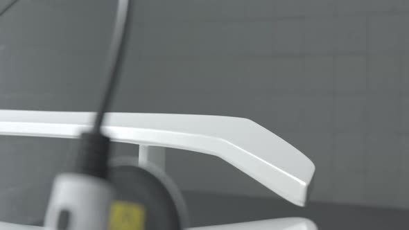 Electric car connected to the charging station. Vehicle using renewable energy alt