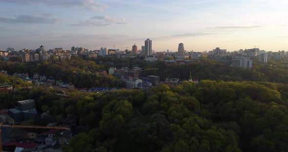 Aerial View Kyiv Cityscape at Sunset alt