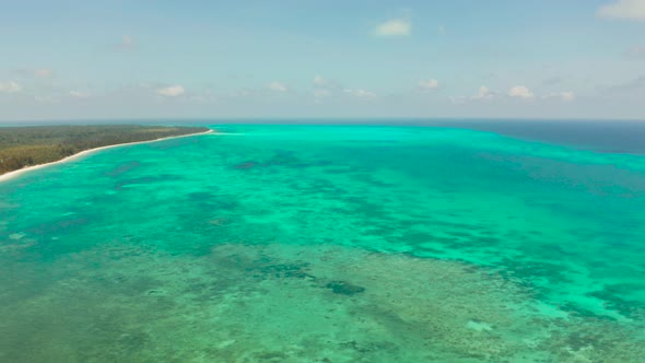 Tropical Island with Sandy Beach. Balabac, Palawan, Philippines alt