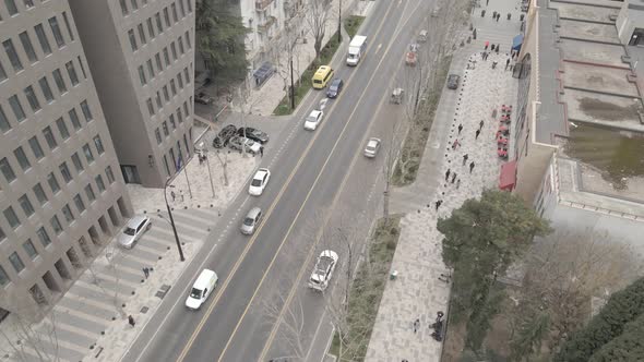Aerial view of Ilia Chavchavadze avenue in the center of Tbilisi. Georgia 2021 alt