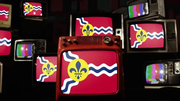 Flag of Saint Louis, Missouri, on Retro TVs.