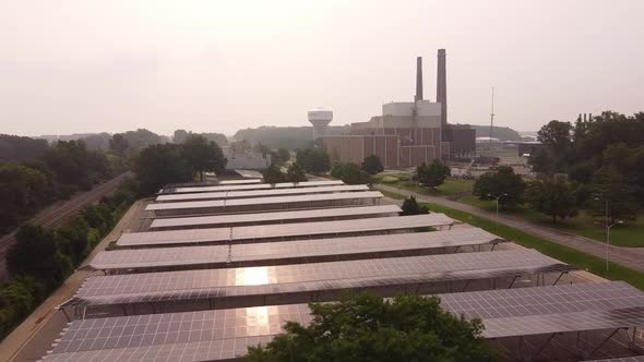 Aerial View Of Solar Panels On The Parking Lot At MSU (Michigan State University) Lansing, Michigan alt