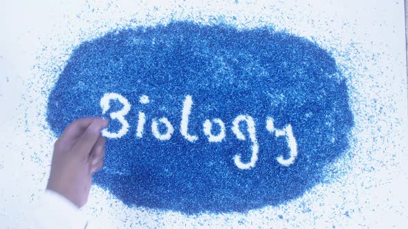 Indian Hand Writes On Blue Biology