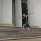 Camera Moving Around Slim Elegant Ballerina Dancing on Urban Stairs - VideoHive Item for Sale
