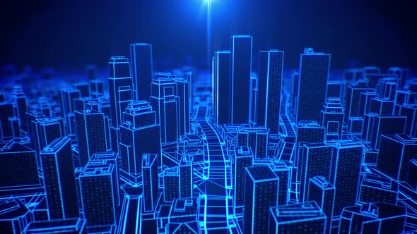 City Digital Lights Background