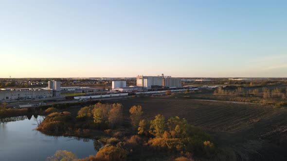 grain silos and train tracks in Kenosha Wisconsin