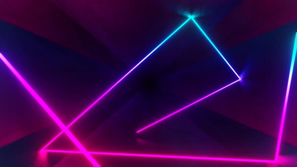Neon Ray Moving and Bouncing in Hexagon Dark Tunnel