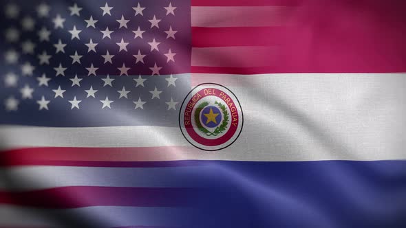 USA Paraguay Flag Loop Background 4K