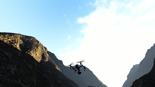 Drone Flying Between the Mountains alt