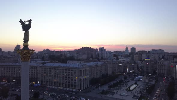 Independence Square. Maidan. Monument. Aerial. Kyiv. Ukraine alt