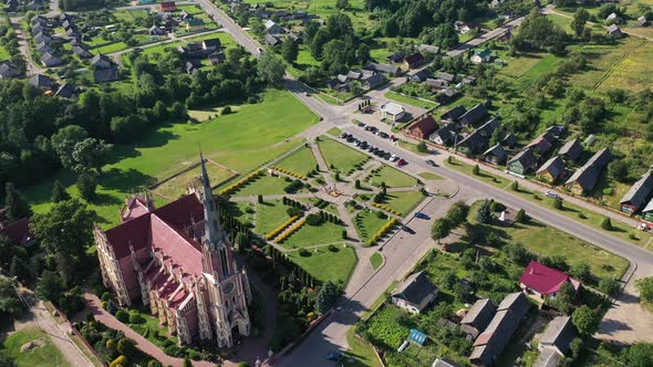 Old Retro Church of the Holy Trinity in Gerviaty Grodno Region Belarus alt