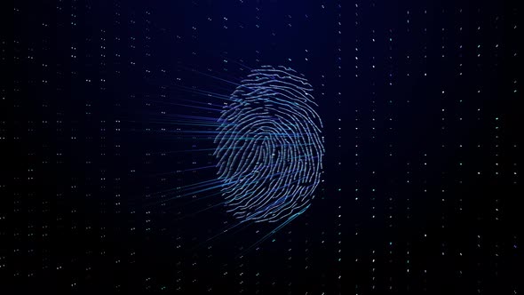 finger print hightech security scan on digital background.