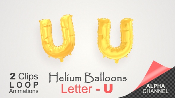 Helium Gold Balloons With Letter – U