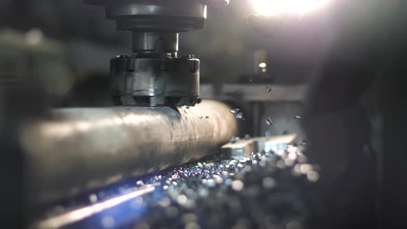 Milling Machine Produces Metal Lathe Detail on Factory