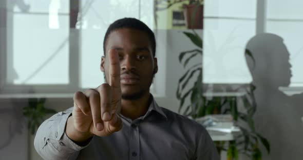 Portrait of African Male American Manager Office Worker International Student Sitting in Room alt