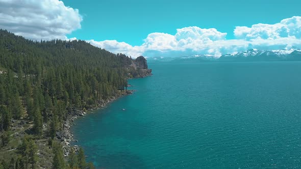 Drone footage of East Lake Tahoe. This footage was captured in the Spring of 2018. 4K video quality alt