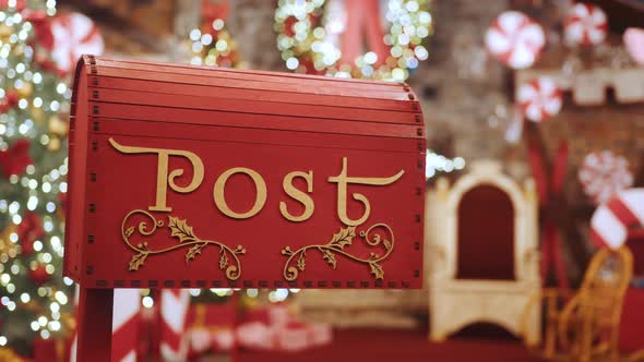 Closeup Red Post Box for Letters to Lapland to Santa Claus alt