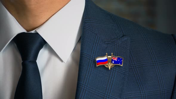 Businessman Friend Flags Pin Russia Australia alt