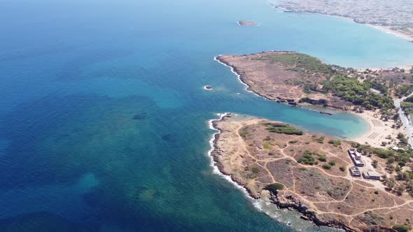Aerial Drone Video of Beach in Crete Island Greece alt
