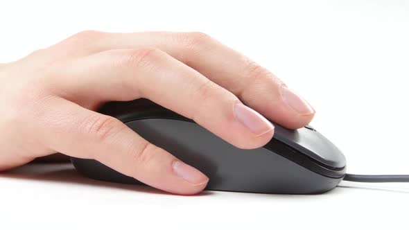 Person Hand on Mouse, White, Side View by KinoMaster | VideoHive
