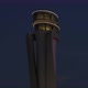Airport Tower At Sunset With Moon Aerial View - VideoHive Item for Sale