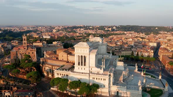 Aerial view of Vittoriano, famous landmark in Rome