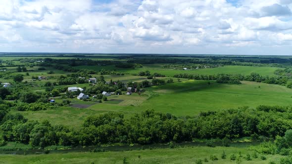 The Rise Above the Village in Central Russia