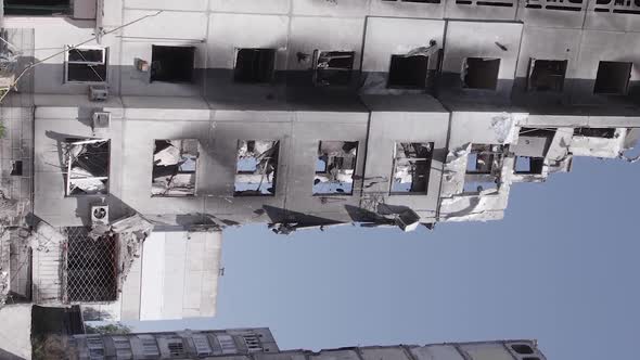 Vertical Video of a Bombed House in Borodyanka Ukraine alt