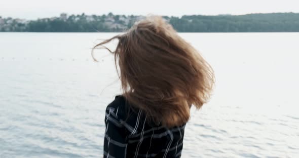 Follow Me, Young Smilling Running Girl Asking You To Follow Her alt