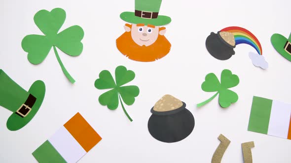 St Patricks Day Decorations on White Background  alt